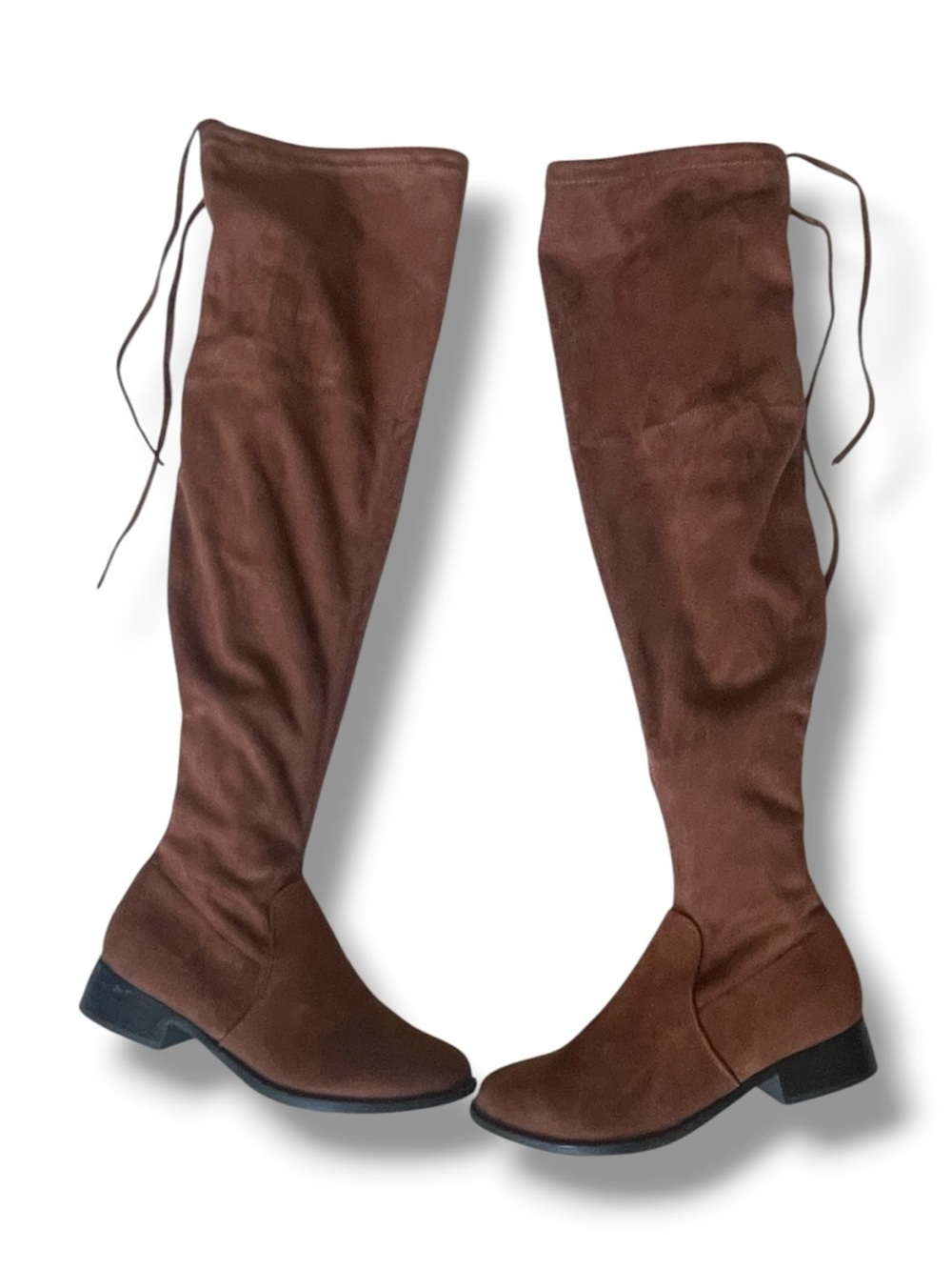 A New Day Cognac Brown Over The Knee Boots Wide Calf Size 6WC Faux Suede Boots